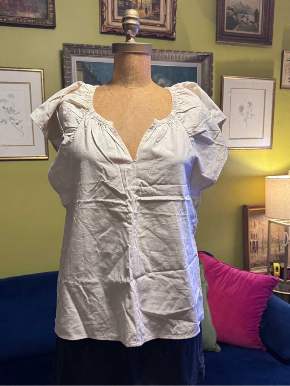 Banana Republic White Short Sleeve Peasant Blouse